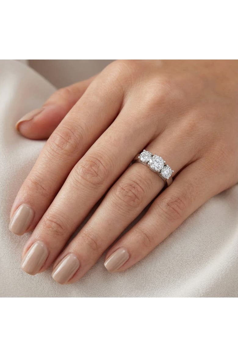 1 1/2ct 3 Stone Round Diamond Engagement Ring 14K Gold Lab Grown, Alternate, color, 14k White Gold