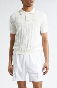 Casablanca Tennis Logo Embroidered Bouclé Polo