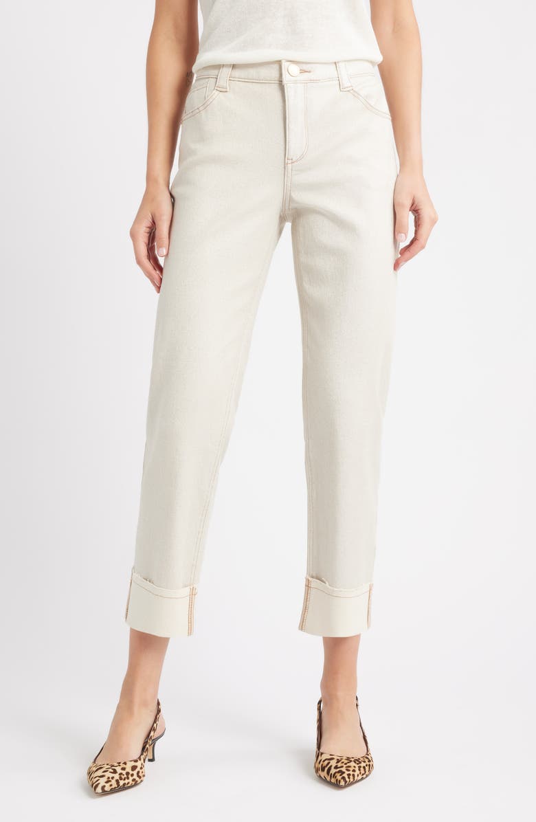 Wit & Wisdom High Waist Fray Hem Jeans, Main, color, Blanched Almond