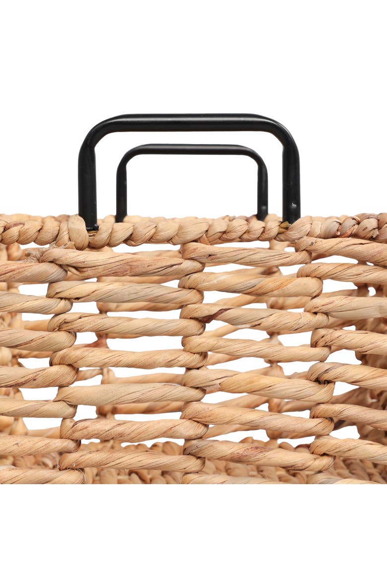 Handwoven Water Hyacinth Nesting Storage Baskets with Metal Handles, Alternate, color, Natural