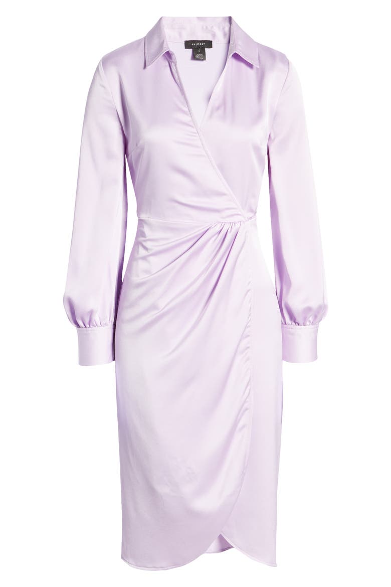 Twist Front Long Sleeve Shirtdress, Alternate, color, PURPLE BLOOM