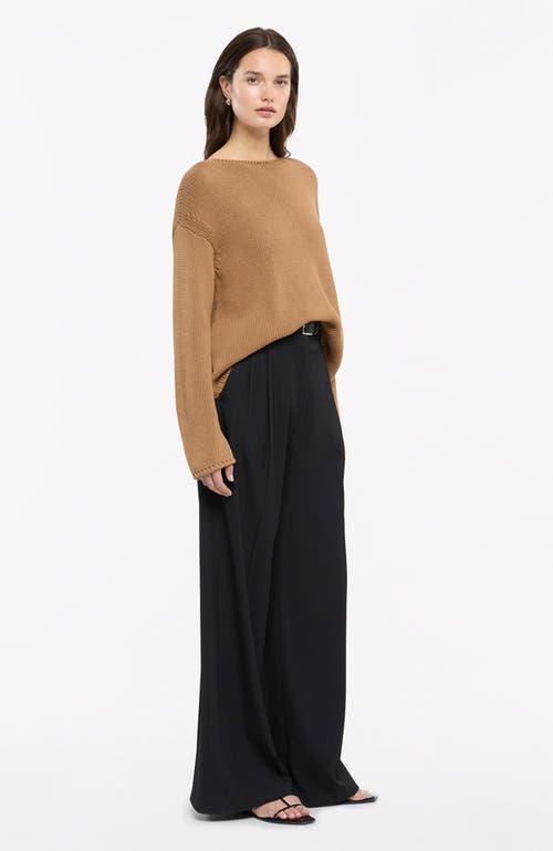 Shop Another Tomorrow Draped Knit Sweater In Toffee