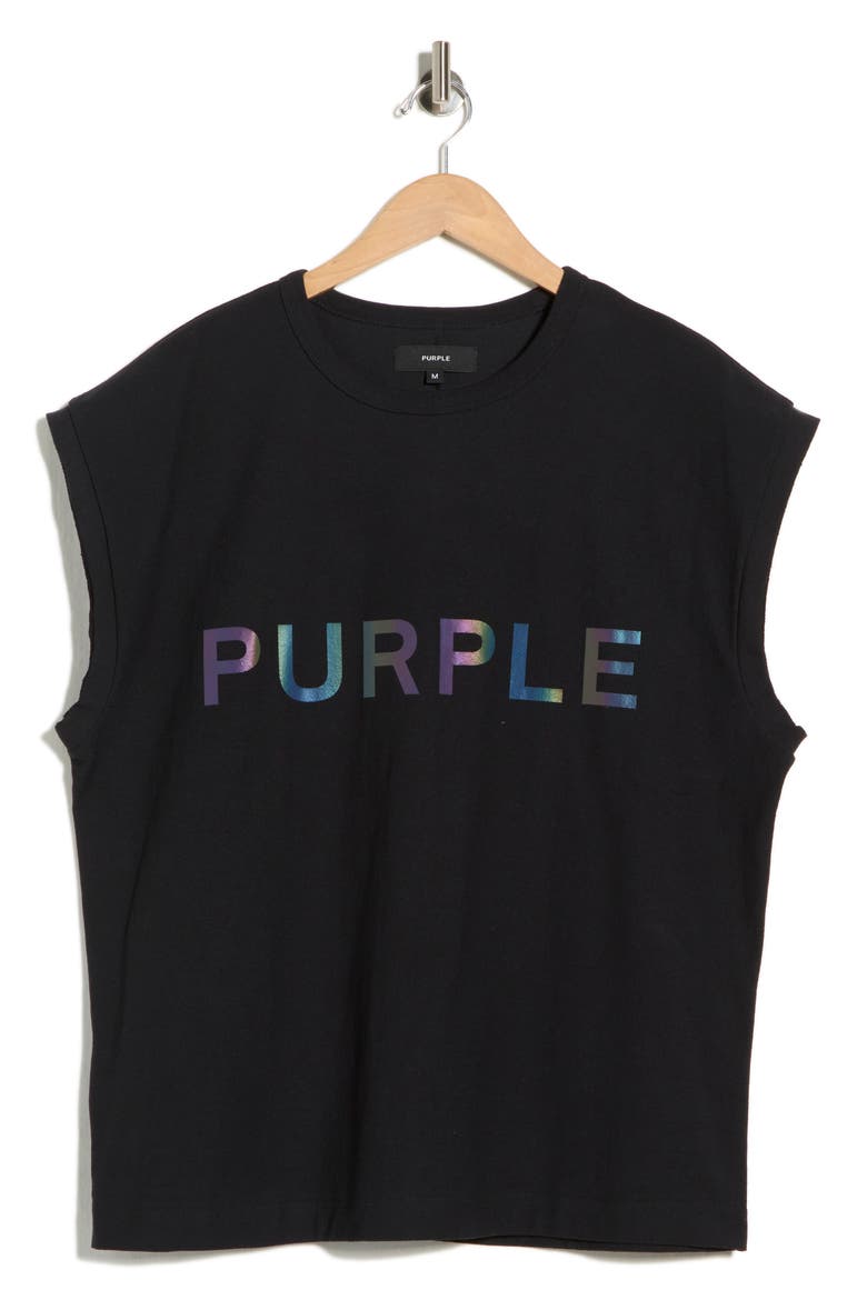 Logo Textured Cotton Jersey Graphic Tank, Alternate, color, BLACK