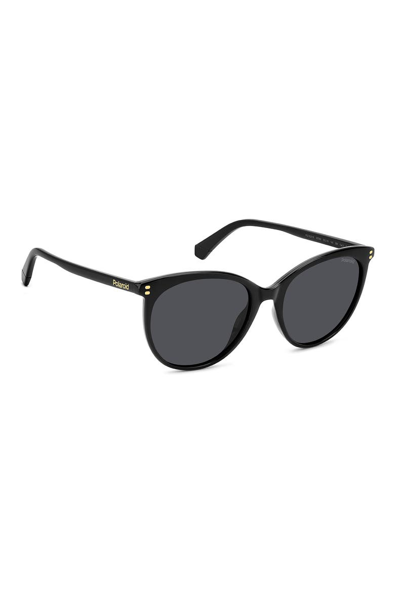 55mm Polarized Cat Eye Sunglasses, Alternate, color, BLACK/ GREY POLAR