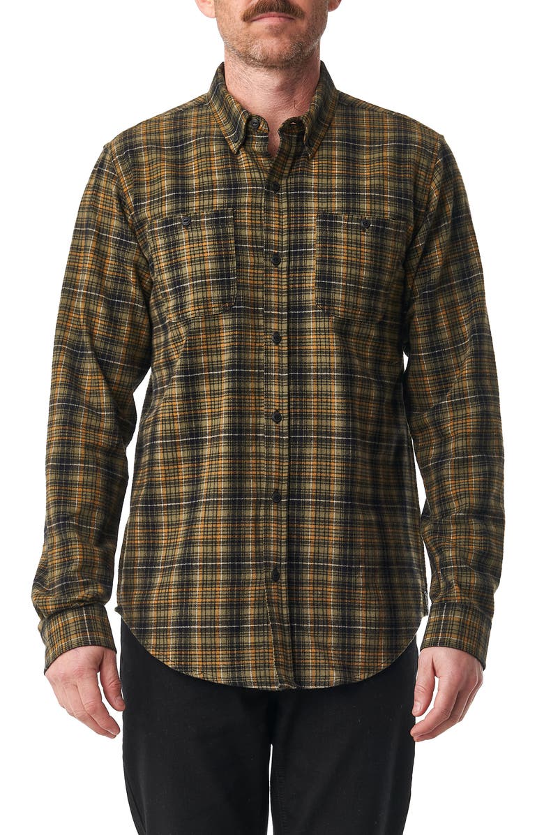 Ezekiel Musket Plaid Long Sleeve Shirt, Main, color, Military Green