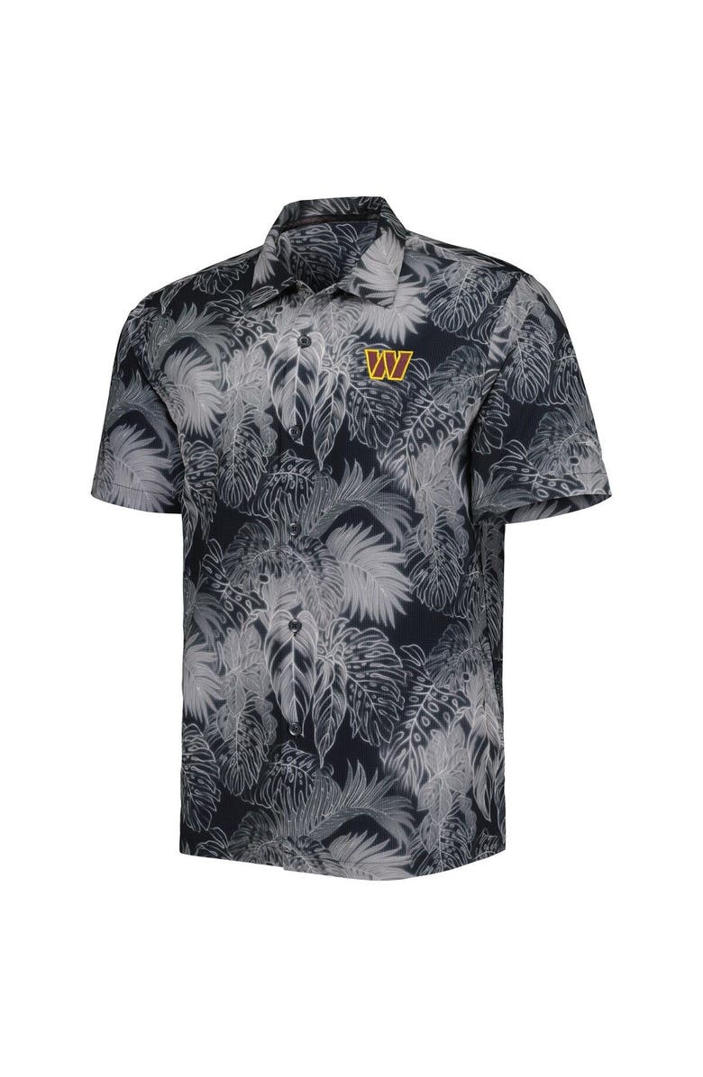 Tommy Bahama Men's Tommy Bahama Black Washington Commanders Coast Luminescent Fronds Camp IslandZone Button-Up Shirt, Alternate, color, Black