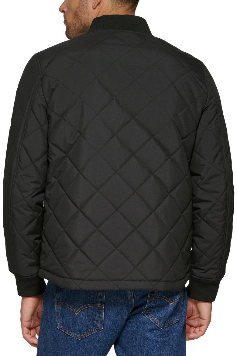Diamond Quilted Bomber Jacket, Alternate, color, BLACK