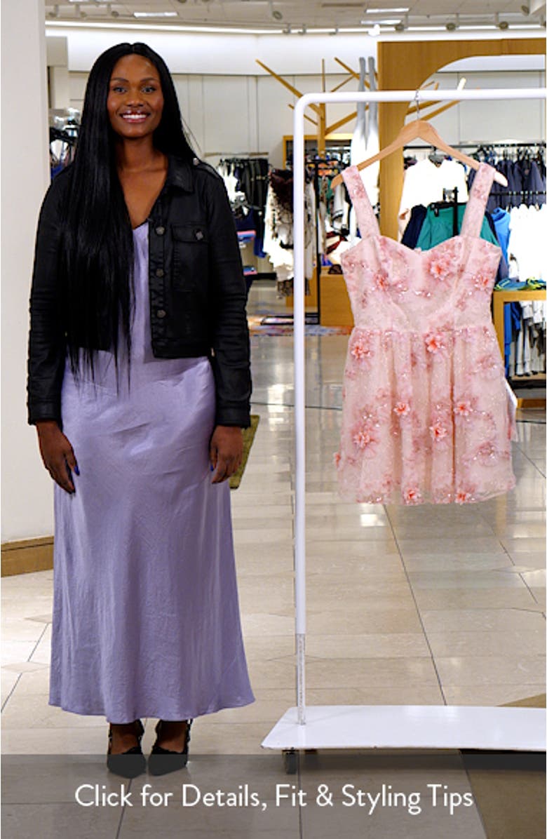 Melanie Embellished Floral Appliqué Cocktail Minidress, sales video thumbnail