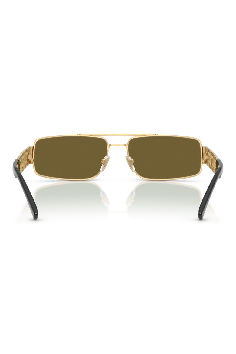 60mm Rectangular Sunglasses, Alternate, color, GOLD / DARK BROWN