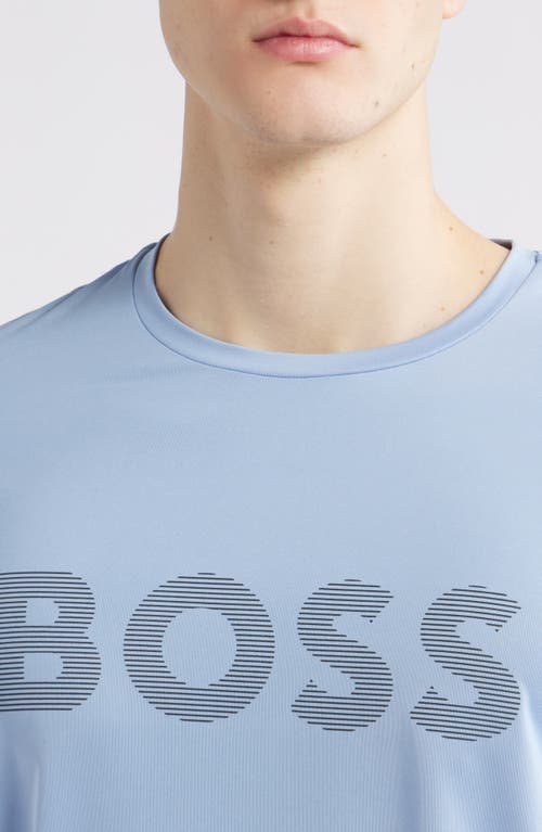 Hugo Boss Boss Slim Fit Performance Logo Graphic T-shirt In Open Blue