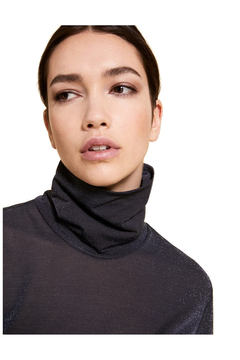 Russia Metallic Turtleneck Jersey Top, Alternate, color, DARK NAVY