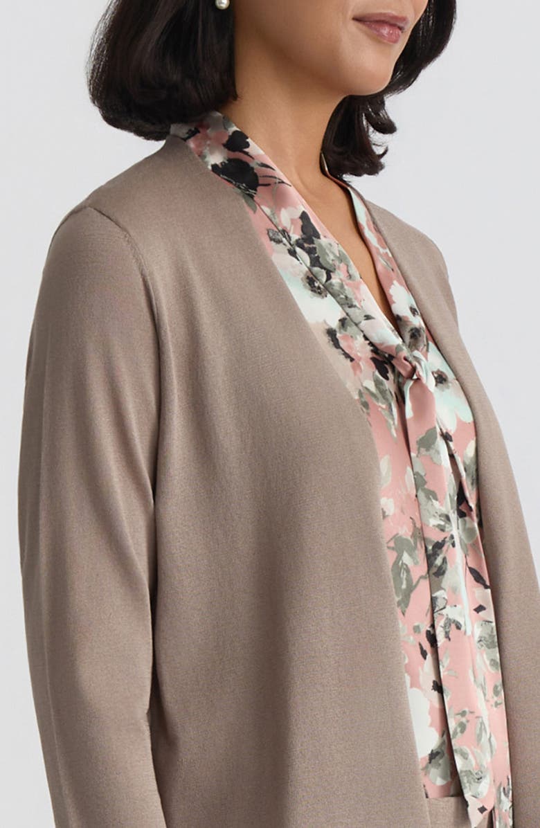 KASPER Crop A-Line Cardigan, Alternate, color, Taupe