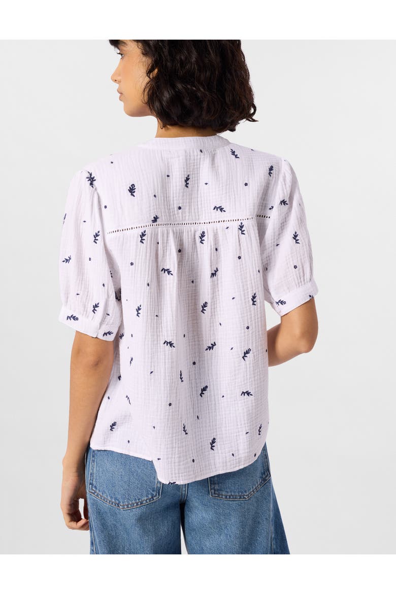 Embroidered Cotton Frill Top, Alternate, color, Ivory/Multi