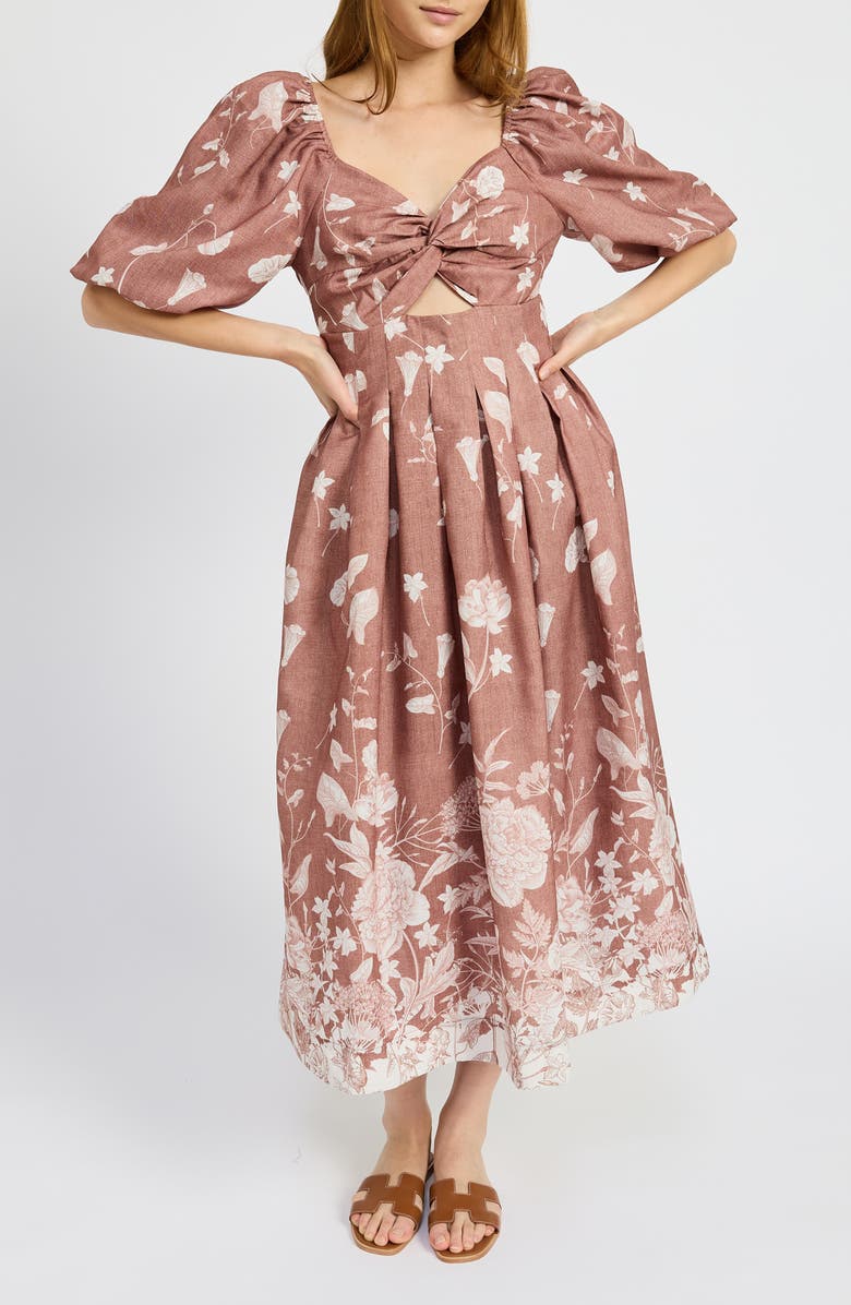 En Saison Monet Floral Cutout Detail Midi Dress, Main, color, 
