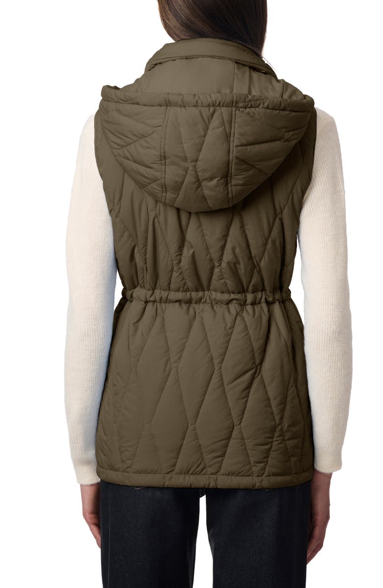 Bernardo Quilted Hooded Recycled Polyester Vest, Alternate, color, Olive