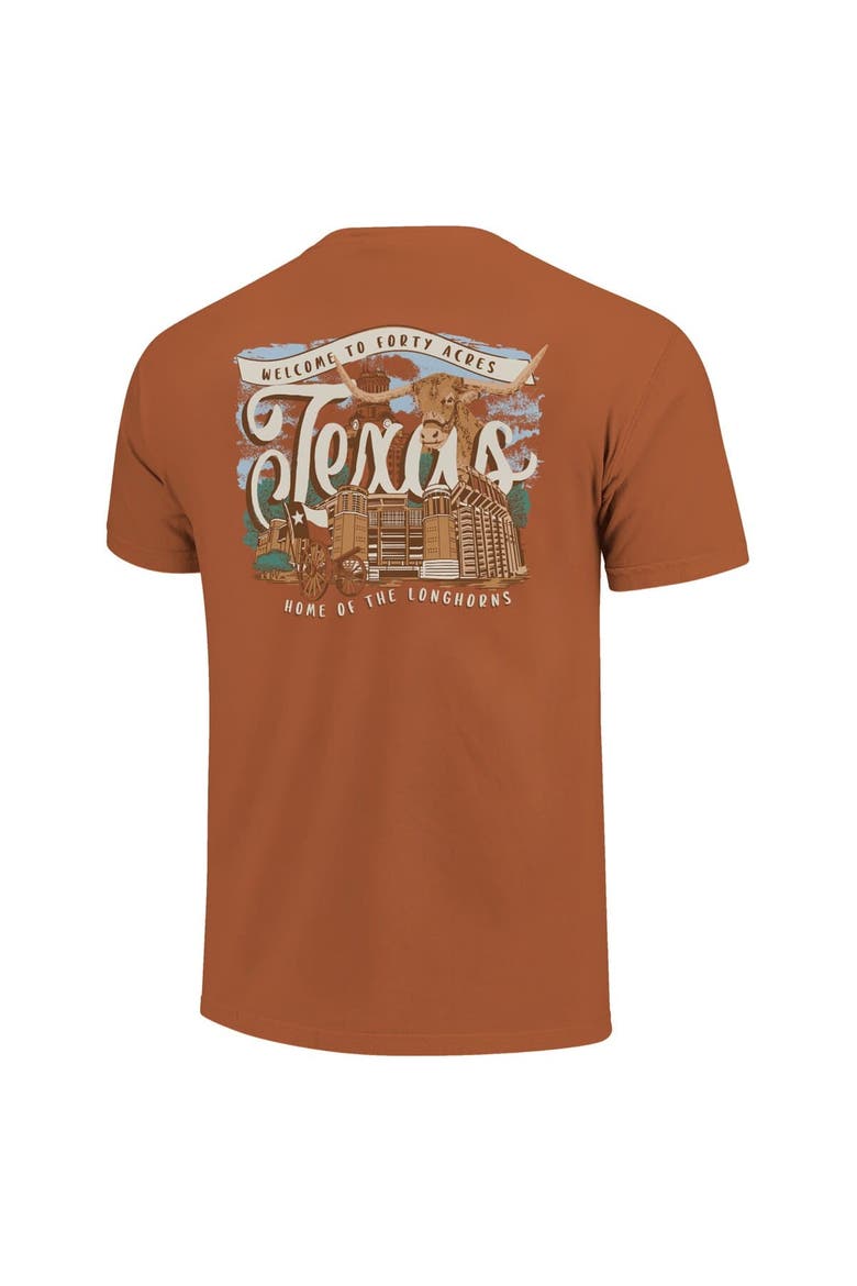 Women's Texas Orange Texas Longhorns Comfort Colors Campus Scene Drawing Script T-Shirt, Alternate, color, Burnt Orange