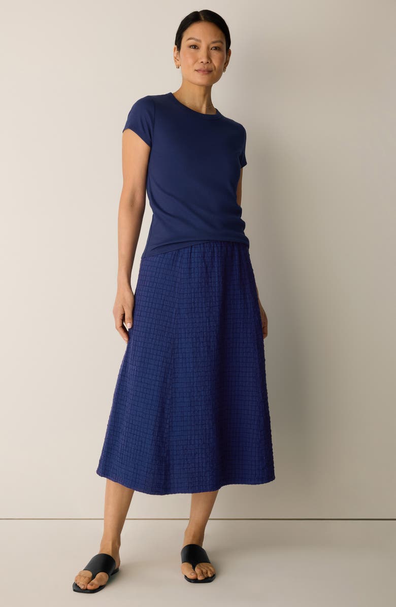 Eileen Fisher Box Weave Stretch Organic Cotton Midi Skirt, Alternate, color, Deep Dive