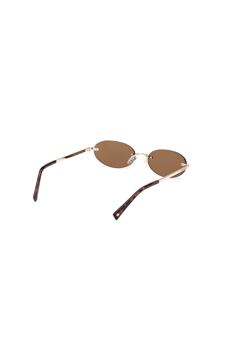 Small Oval Metal Sunglasses, Alternate, color, Gold / Brown
