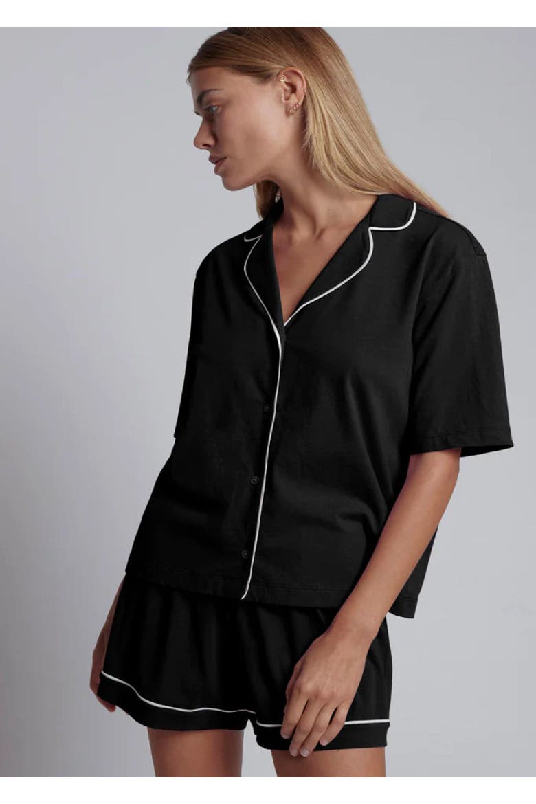 Cayla Short PJ Set, Main, color, Black w/ White