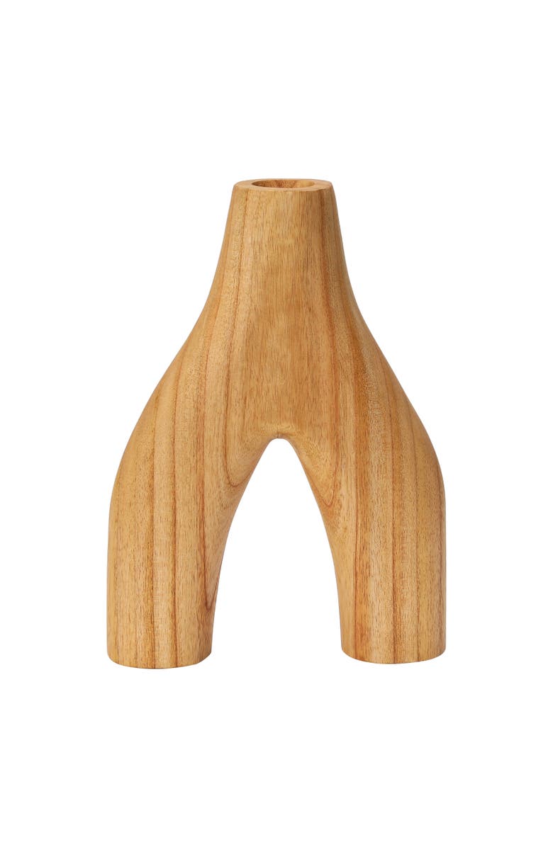 Storied Home Decorative Arched Wood Vase, Natural, Main, color, Natural