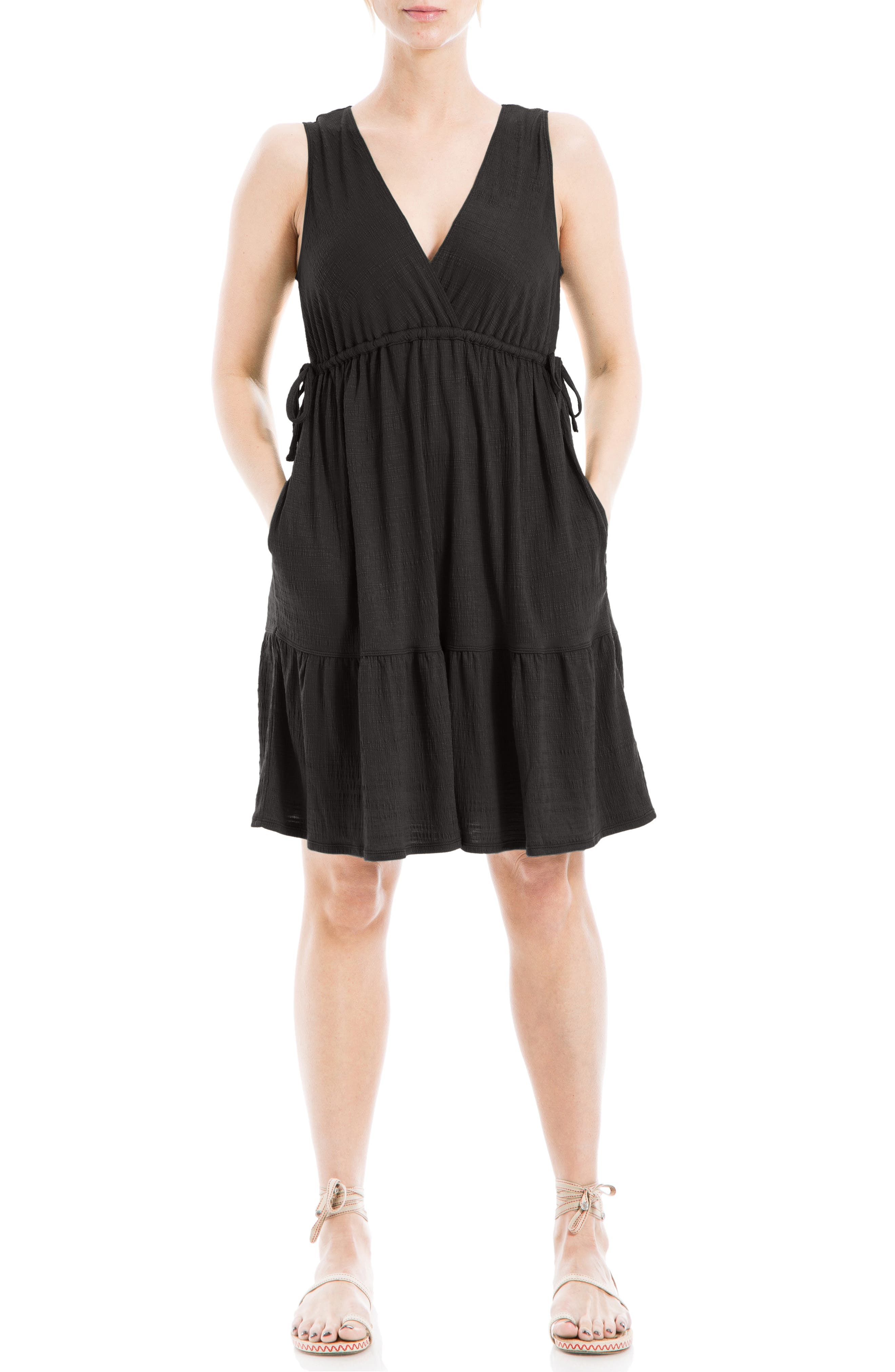 MAX STUDIO V-Neck Tiered Minidress