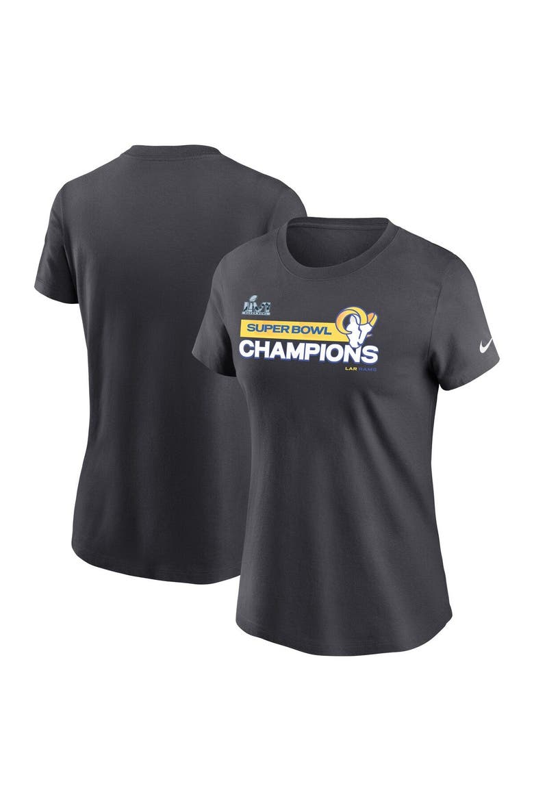 Women's Nike Anthracite Los Angeles Rams Super Bowl LVI Champions T-Shirt, Main, color, Anthracite