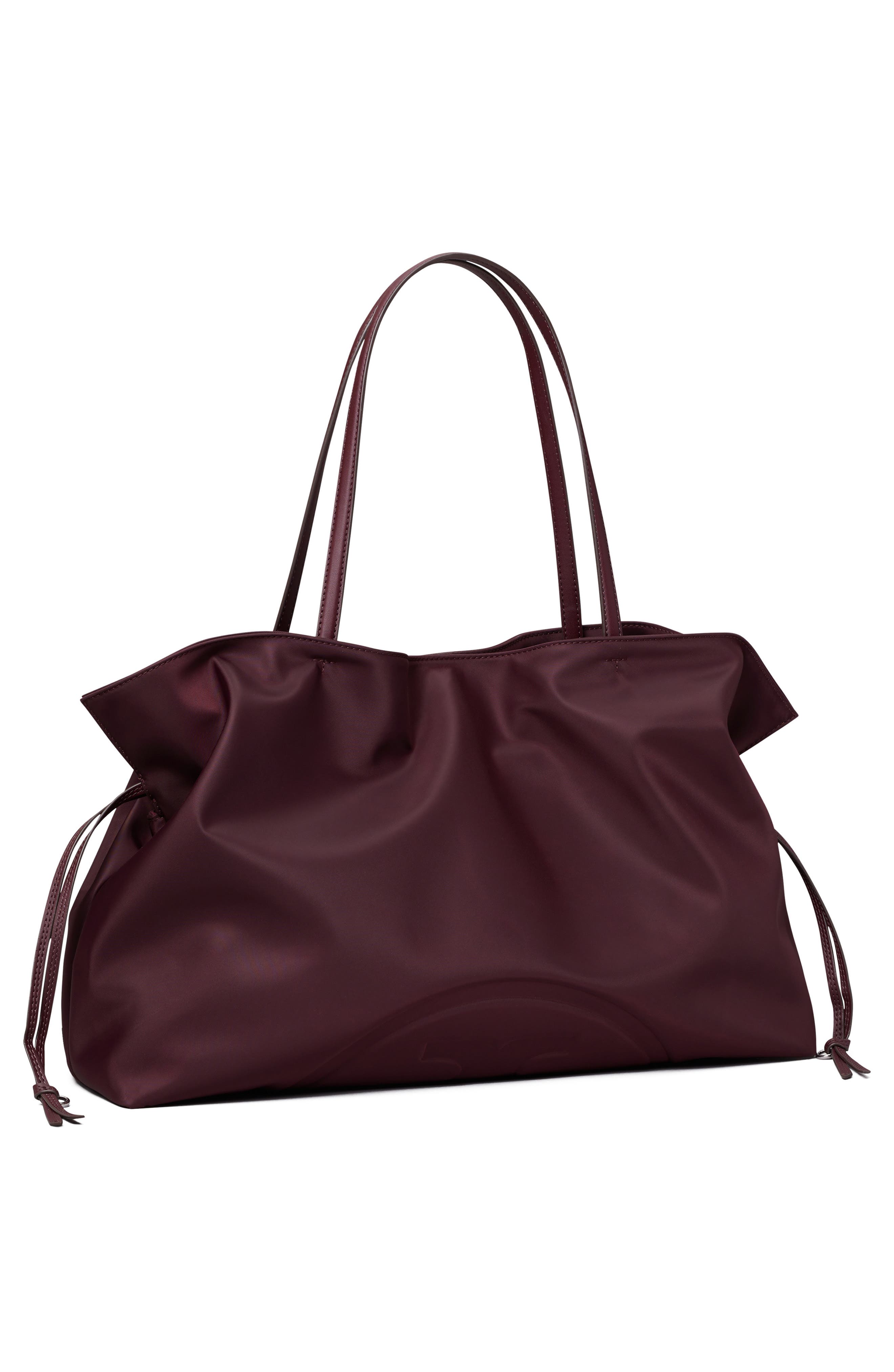 Ella Nylon Drawstring Tote, Alternate, color, DARK CARMINE