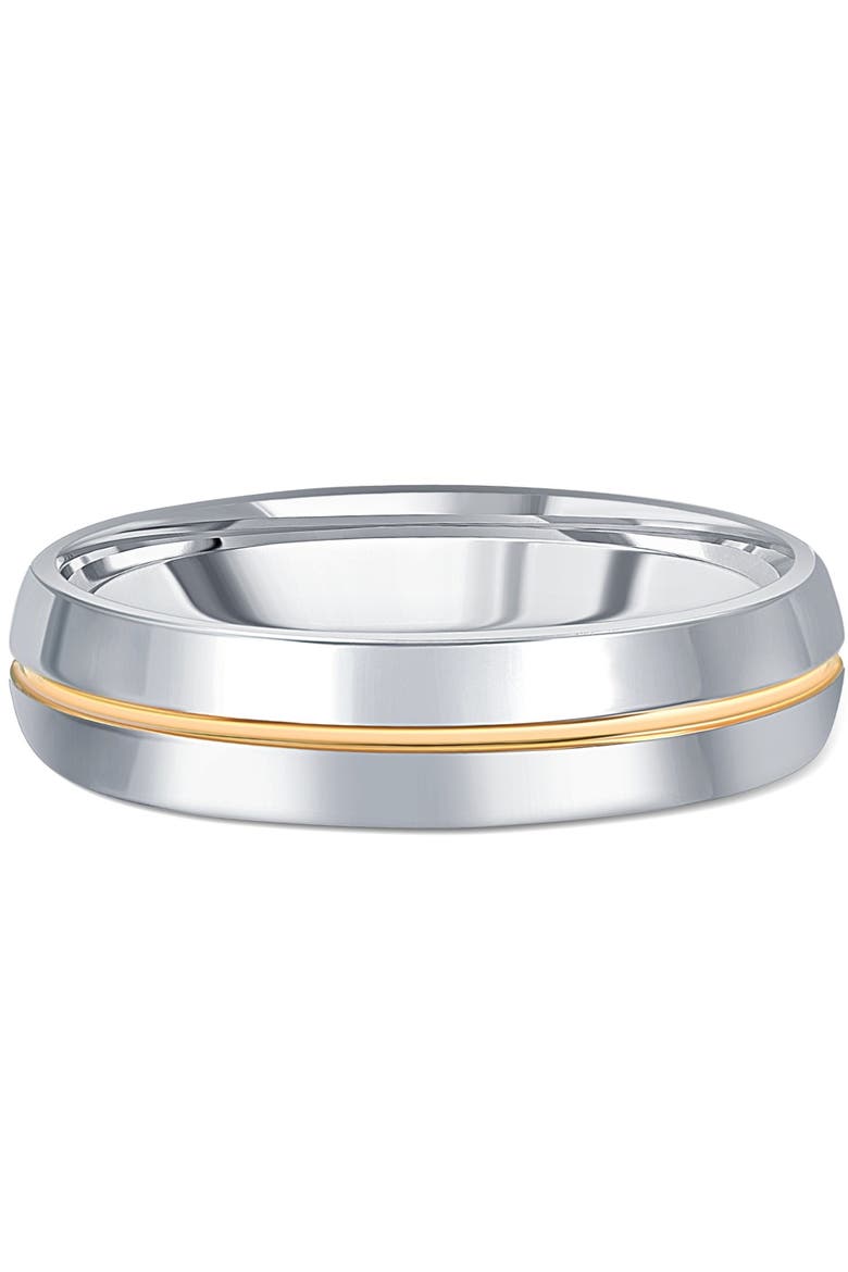 Men's Polished Tungsten & Gold Plated Two Tone 6mm Ring Wedding Band, Main, color, Tungsten