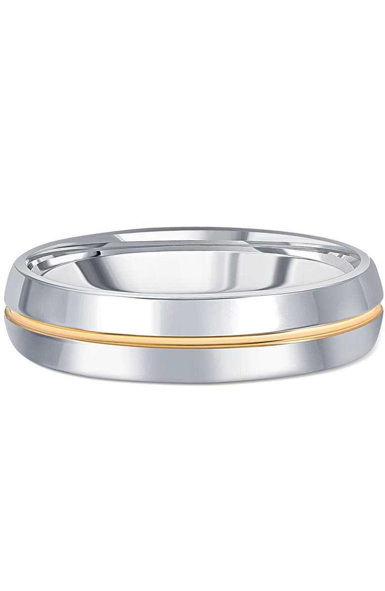 Bliss Diamond Men's Polished Tungsten & Gold Plated Two Tone 6mm Ring Wedding Band, Main, color, Tungsten