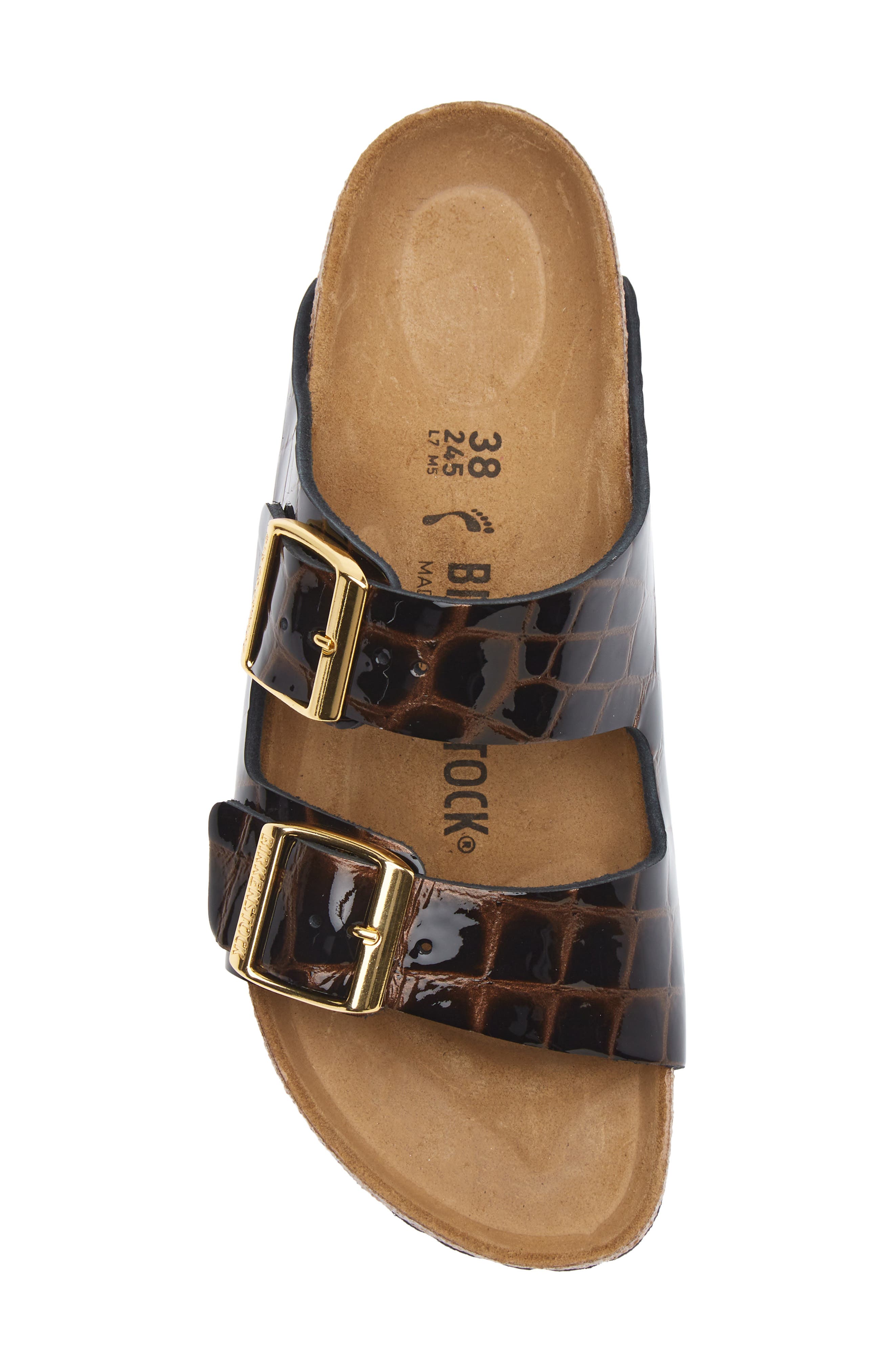 Arizona Croc Embossed Slide Sandal, Alternate, color, BLACK