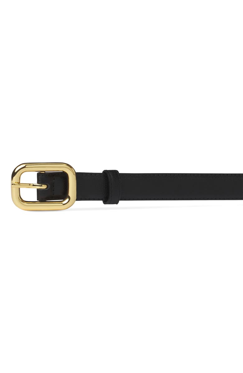 FRAME The Rounded Buckle Leather Belt, Alternate, color, Black