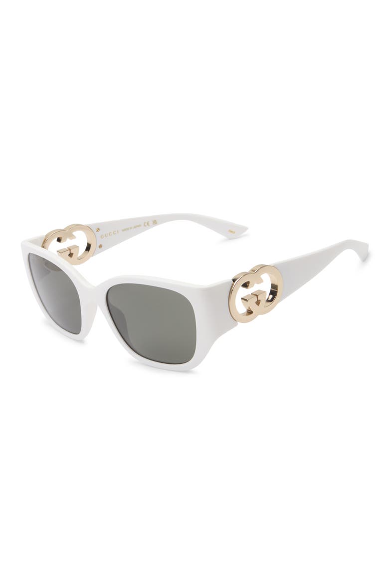 55mm Cat Eye Sunglasses, Alternate, color, WHITE WHITE GREY