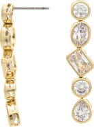 RIVKA FRIEDMAN 18K Gold Clad Bezel Set CZ Linear Drop Earrings