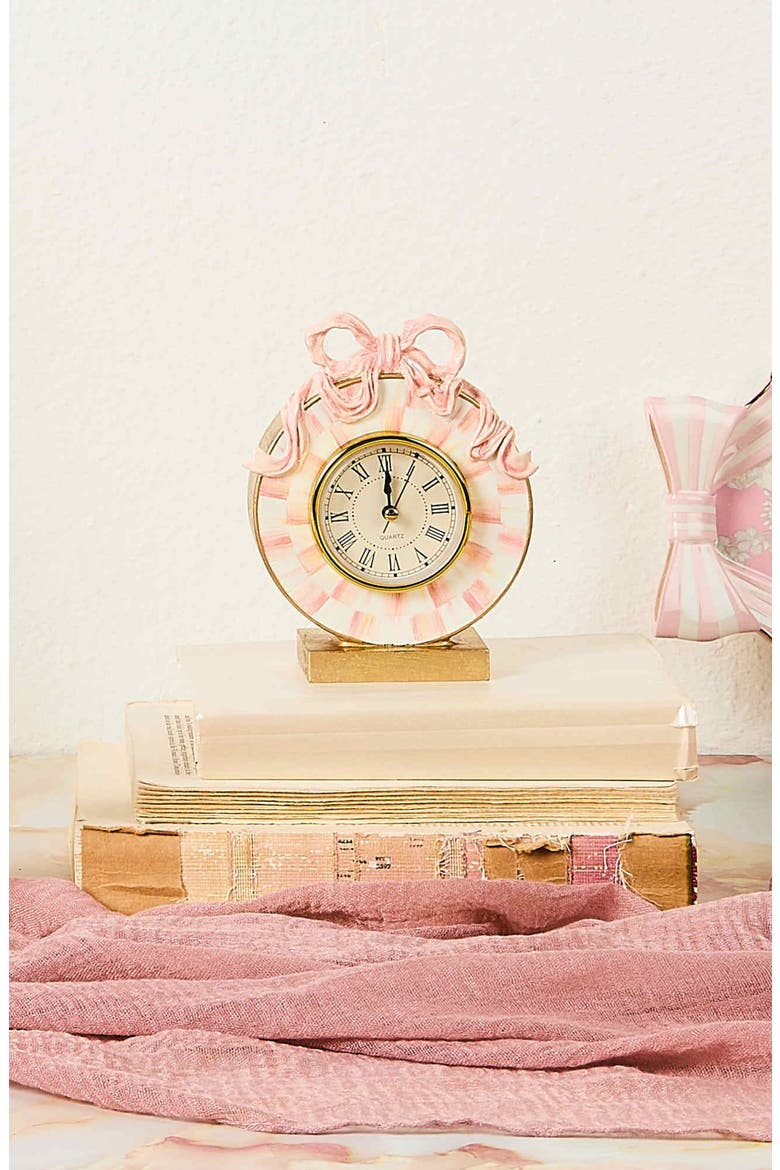 It's All About the Bow Desk Clock, Alternate, color, PINK MULTI