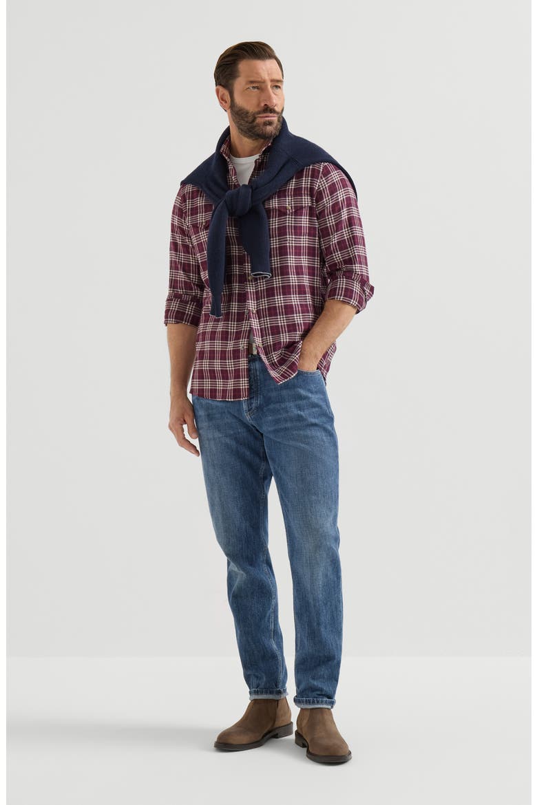 Lightweight denim traditional fit five-pocket trousers, Alternate, color, Medium Denim