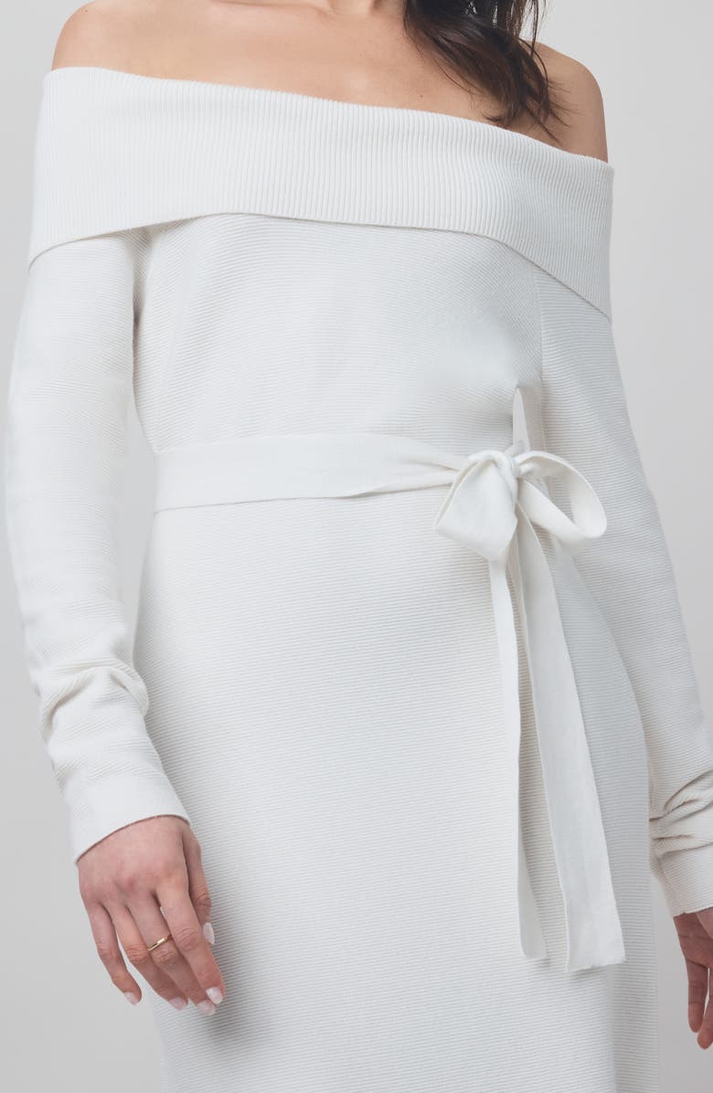 Splendid x @cellajaneblog Over the Shoulder Sweater Dress, Alternate, color, Snow