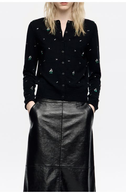 Fitted Rhinestones Cardigan