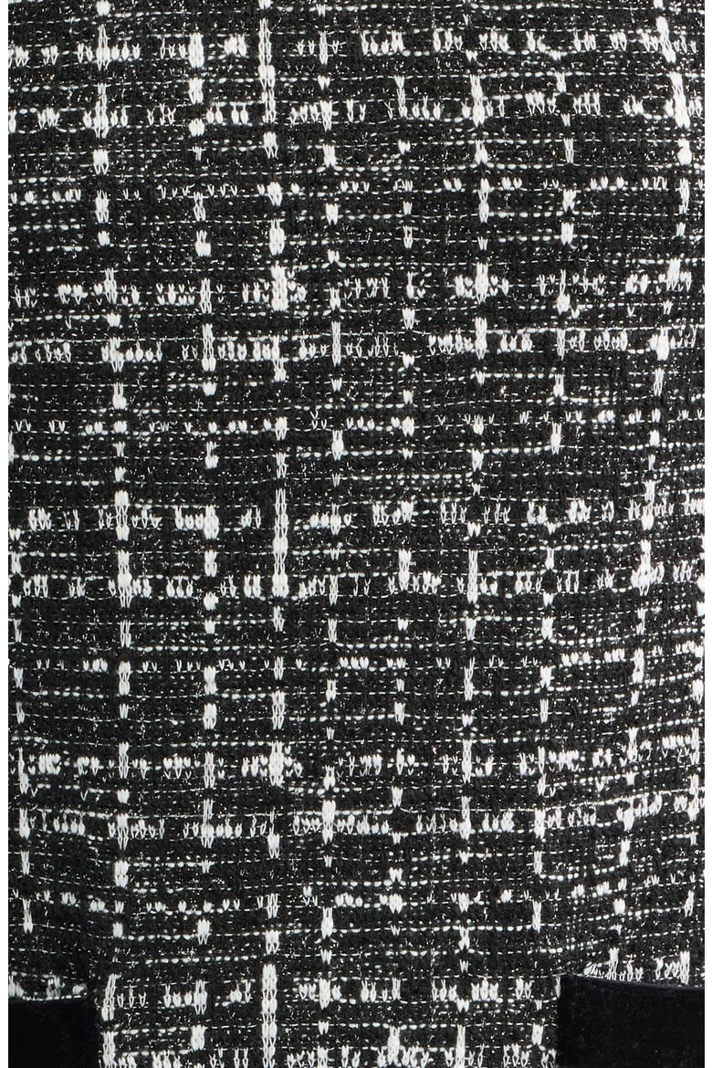 Faux Leather Trim Bouclé Dress, Alternate, color, BLACK MULTI