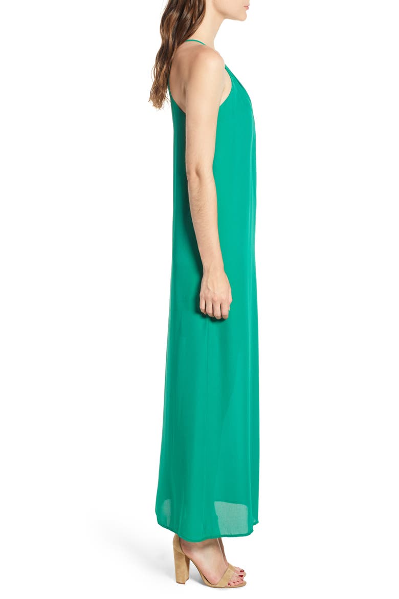 High Neck Maxi Dress, Alternate, color, GREEN