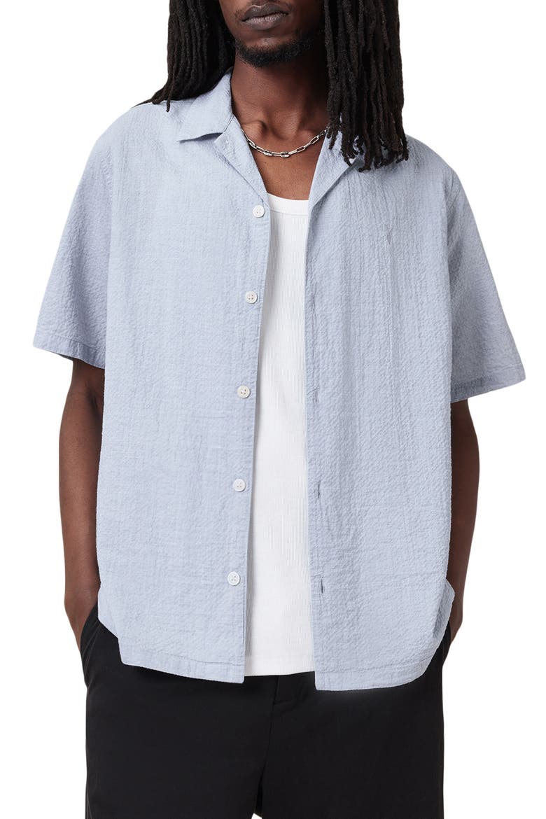 Valmer Short Sleeve Button-Up Shirt, Alternate, color, BLUEBERRY BLUE