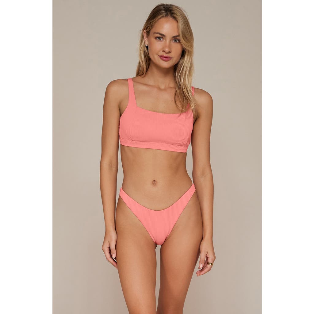 Swim Systems Paige Bikini Swimsuit Top In Coral Rio Rib