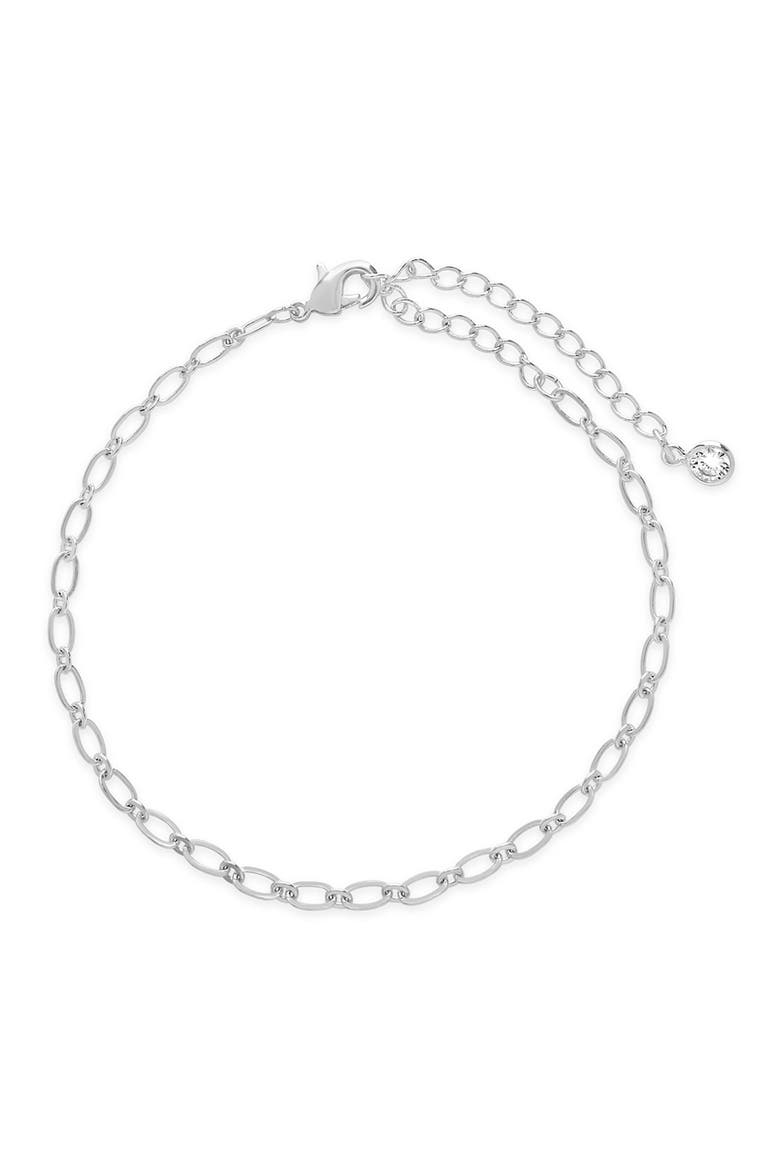 Rhodium Plated Delicate Link Bracelet, Main, color, SILVER