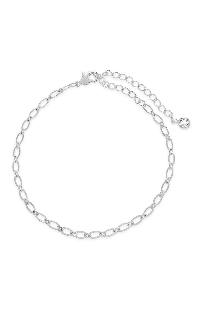 Sterling Forever Rhodium Plated Delicate Link Bracelet, Main, color, Silver