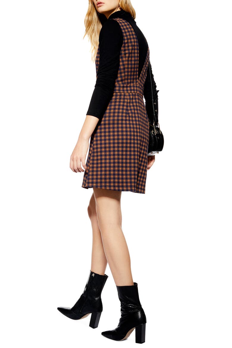 Check Button Front Pinafore Dress, Alternate, color, NAVY BLUE MULTI