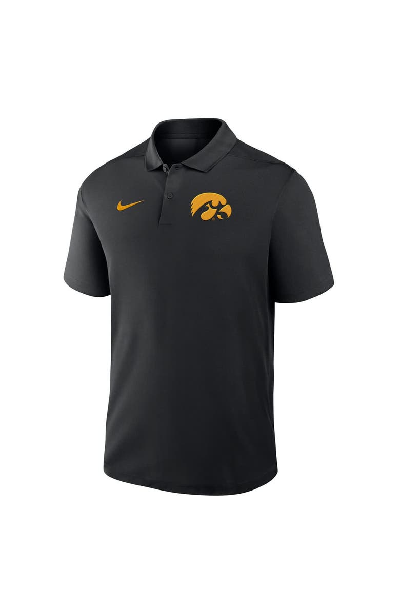 Nike Men's Nike Black Iowa Hawkeyes Primetime Victory Primary Logo Performance Polo, Alternate, color, Black