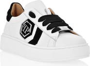 PHILIPP PLEIN Leather Lo-Top Sneakers Hexagon Girl