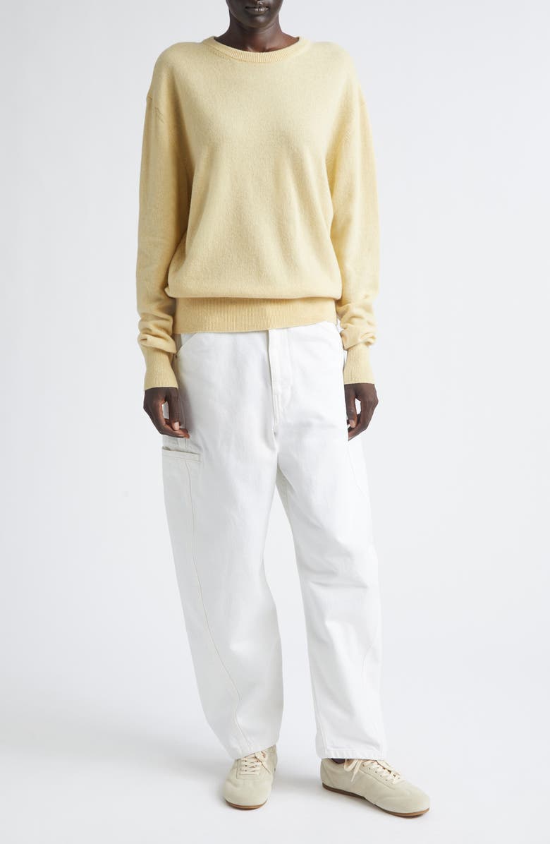 Lemaire Cashmere & Wool Crewneck Sweater, Alternate, color, Butter