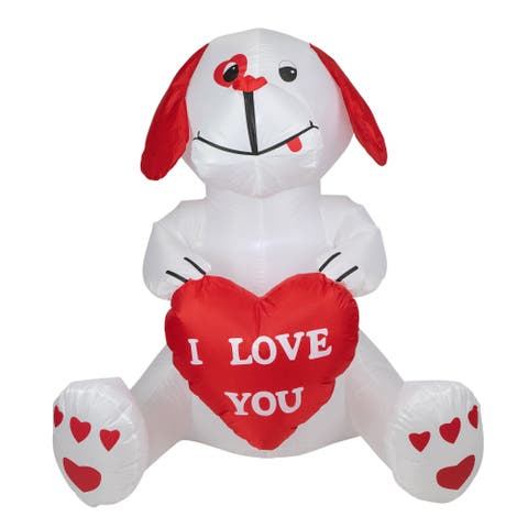 LED Lighted Inflatable Valentine's Day Doggie Outdoor Decoration - 4'