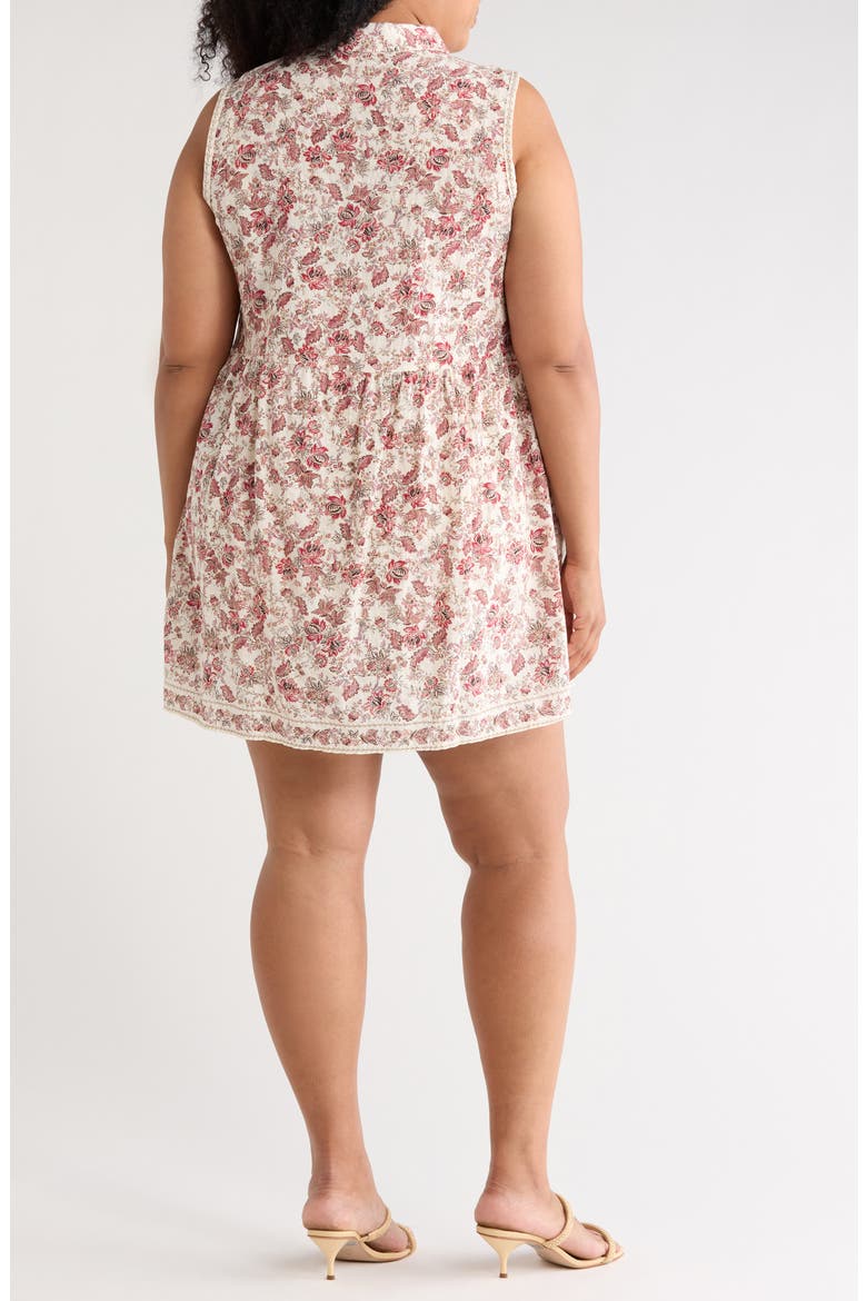 Rosette Tile Print Smocked Waist Shirtdress, Alternate, color, CREAM/ ROSE VINTAGE TAPESTRY