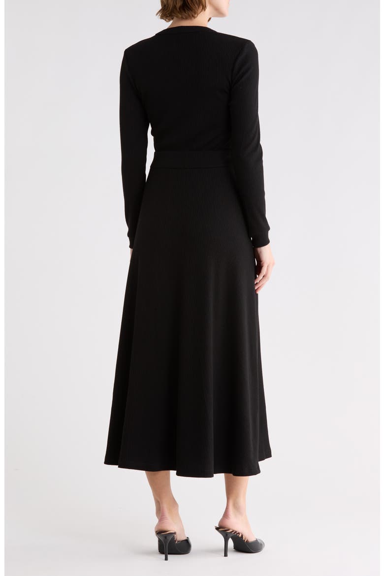 Ashton Button Front Midi Dress, Alternate, color, BLACK